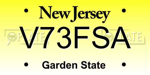 V73FSA New Jersey License Plate