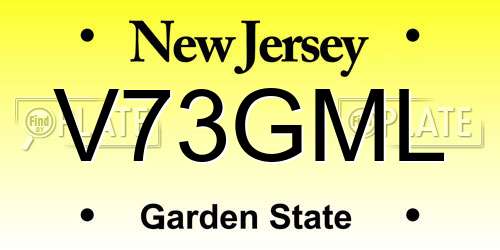 V73GML New Jersey License Plate