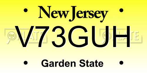 V73GUH New Jersey License Plate