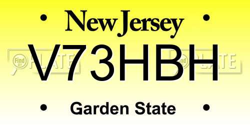 V73HBH New Jersey License Plate