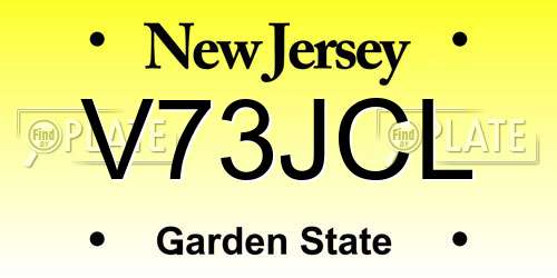 V73JCL New Jersey License Plate