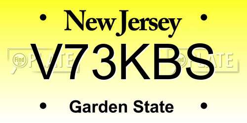 V73KBS New Jersey License Plate
