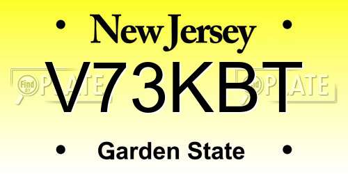 V73KBT New Jersey License Plate