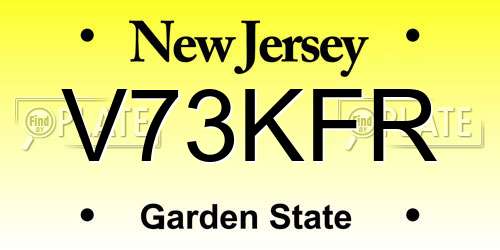 V73KFR New Jersey License Plate