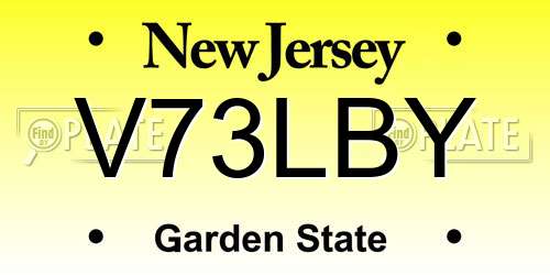 V73LBY New Jersey License Plate