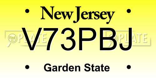 V73PBJ New Jersey License Plate