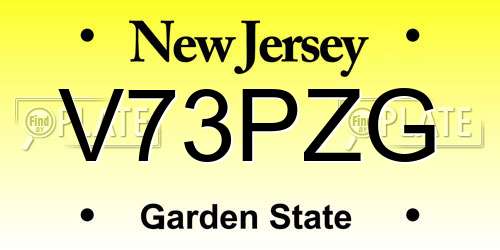 V73PZG New Jersey License Plate
