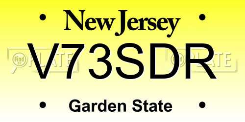 V73SDR New Jersey License Plate