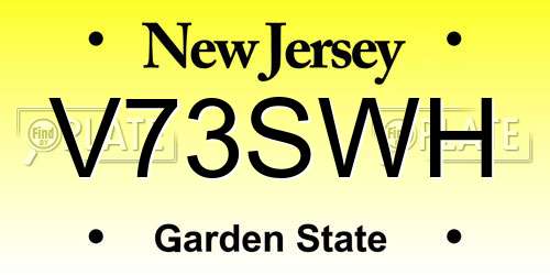V73SWH New Jersey License Plate