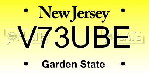 V73UBE New Jersey License Plate