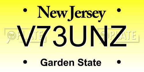 V73UNZ New Jersey License Plate
