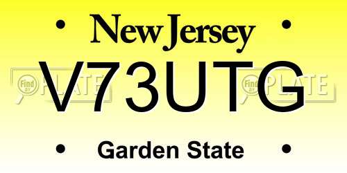 V73UTG New Jersey License Plate