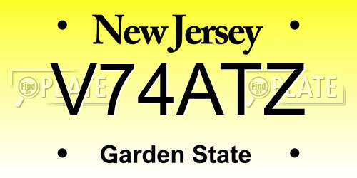 V74ATZ New Jersey License Plate