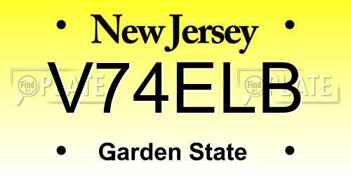 V74ELB New Jersey License Plate