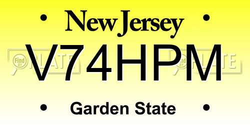 V74HPM New Jersey License Plate