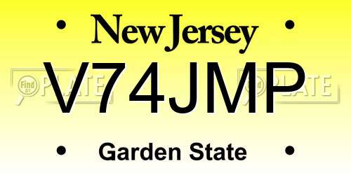 V74JMP New Jersey License Plate