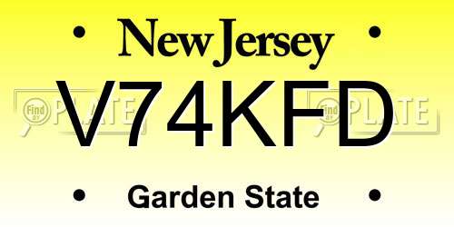 V74KFD New Jersey License Plate