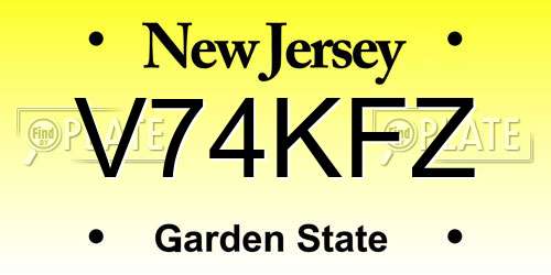 V74KFZ New Jersey License Plate