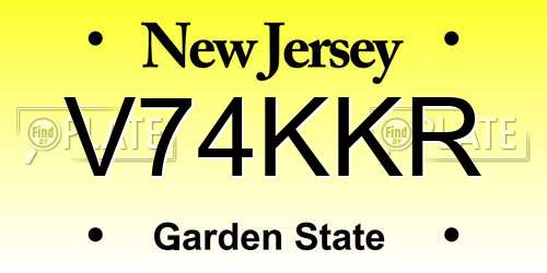 V74KKR New Jersey License Plate