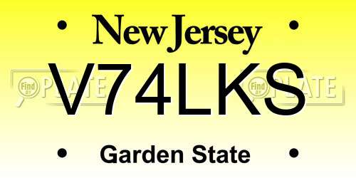 V74LKS New Jersey License Plate