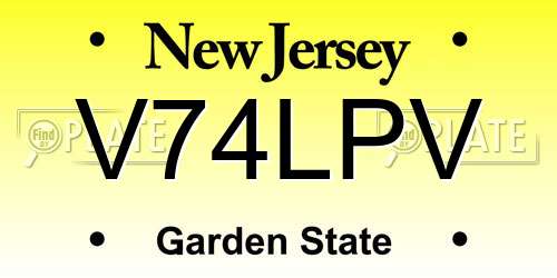 V74LPV New Jersey License Plate