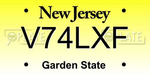 V74LXF New Jersey License Plate