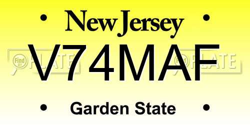 V74MAF New Jersey License Plate