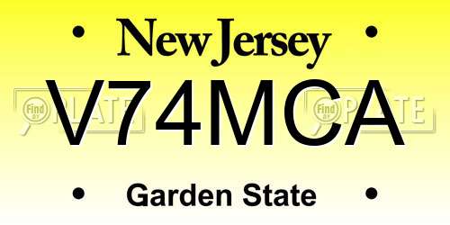 V74MCA New Jersey License Plate