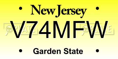 V74MFW New Jersey License Plate