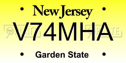 V74MHA New Jersey License Plate