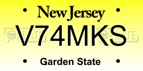 V74MKS New Jersey License Plate