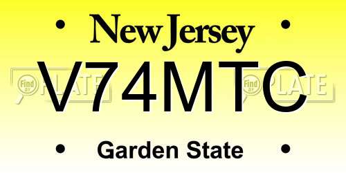 V74MTC New Jersey License Plate