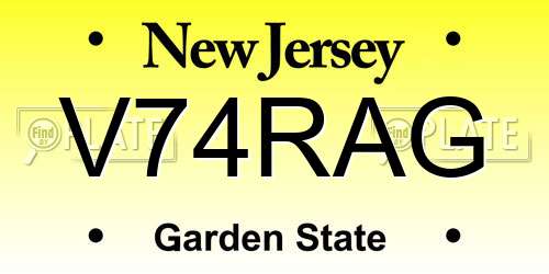 V74RAG New Jersey License Plate