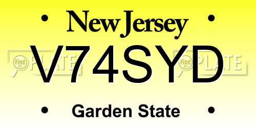 V74SYD New Jersey License Plate