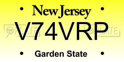 V74VRP New Jersey License Plate
