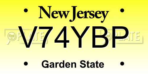 V74YBP New Jersey License Plate