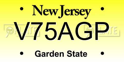 V75AGP New Jersey License Plate