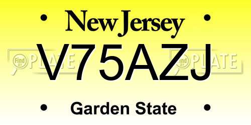 V75AZJ New Jersey License Plate