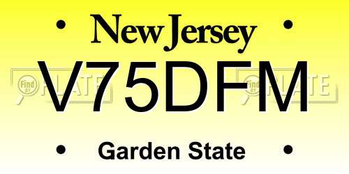 V75DFM New Jersey License Plate