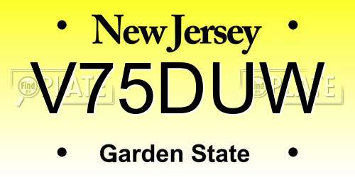 V75DUW New Jersey License Plate