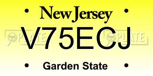V75ECJ New Jersey License Plate
