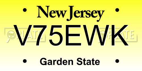 V75EWK New Jersey License Plate