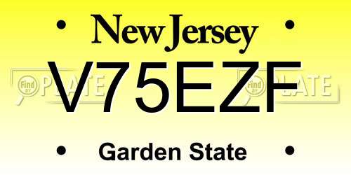 V75EZF New Jersey License Plate