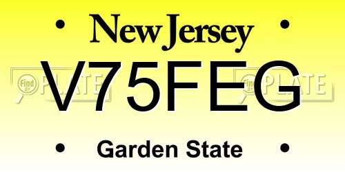 V75FEG New Jersey License Plate