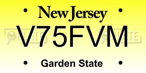 V75FVM New Jersey License Plate