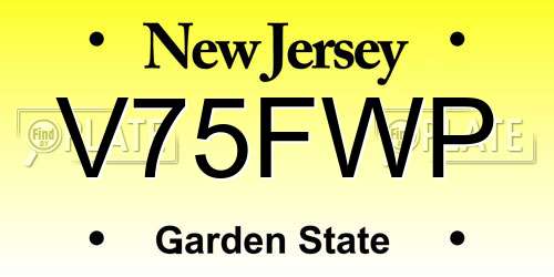V75FWP New Jersey License Plate