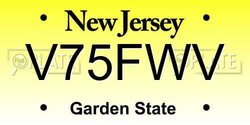 V75FWV New Jersey License Plate