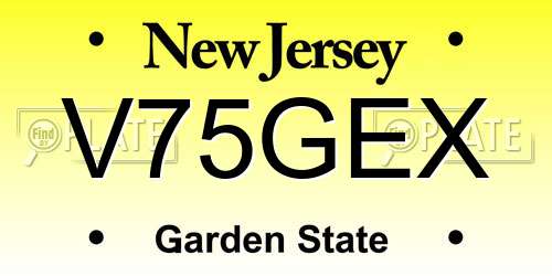 V75GEX New Jersey License Plate