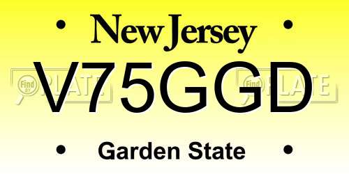 V75GGD New Jersey License Plate