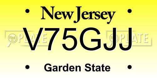 V75GJJ New Jersey License Plate